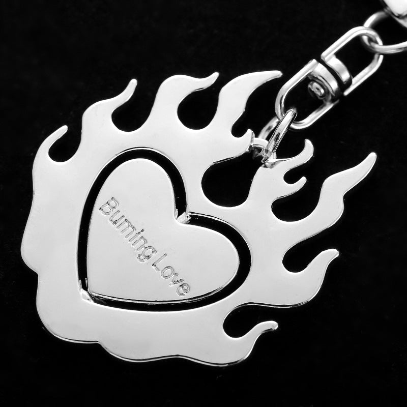 Wholesale Zinc Alloy Burning Flame Love Heart Keychain